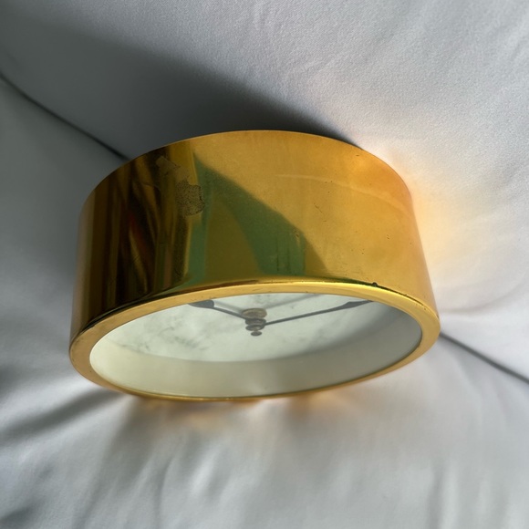 Marble Table Clock with Gold Hardware - Picture 3 of 6